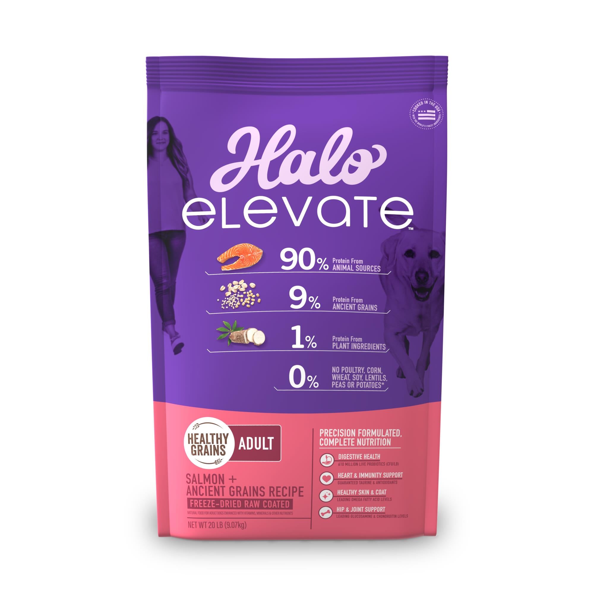 Halo Pets Elevate Healthy Grains Salmon Recipe Dry Dog Food - 20 Lbs  