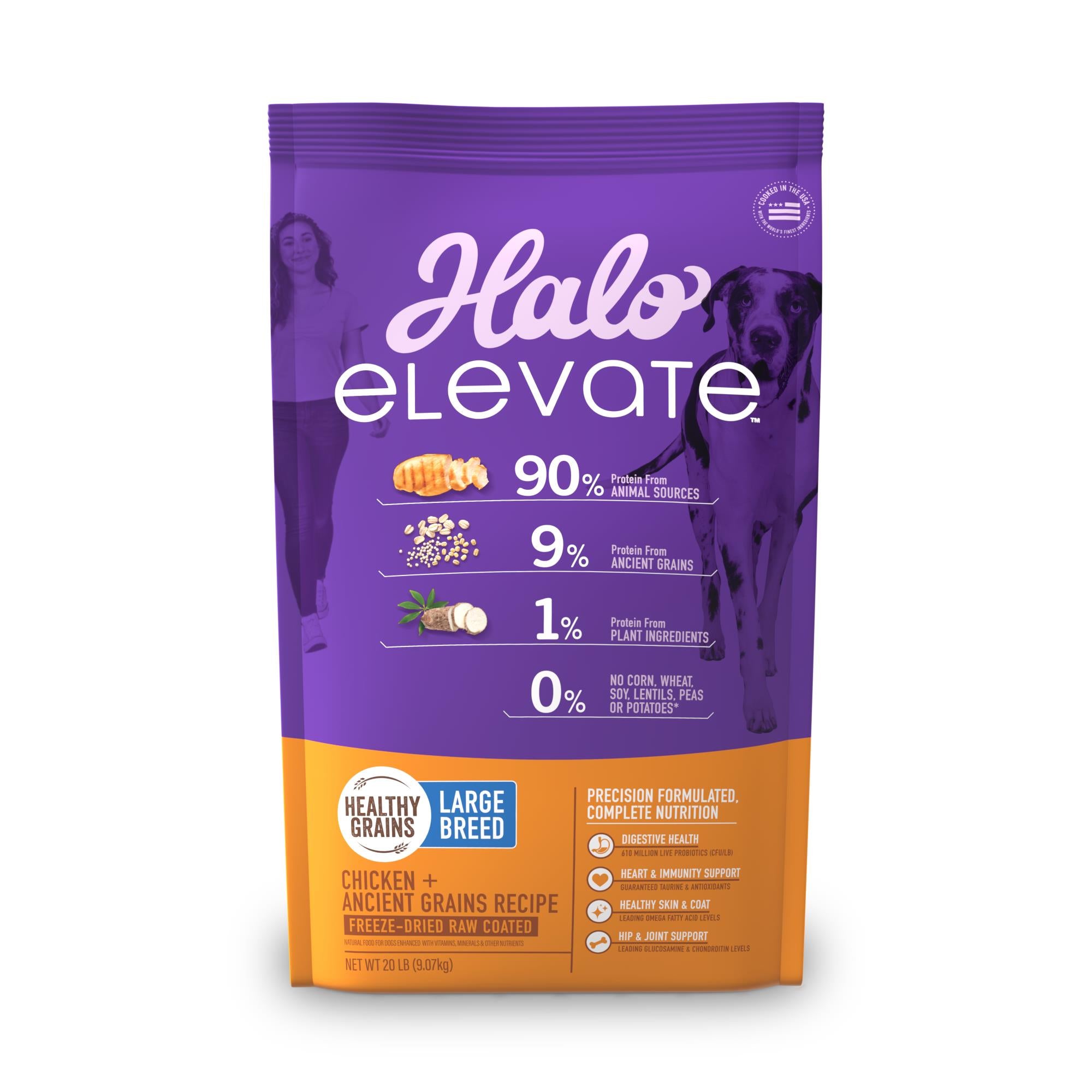 Halo Pets Elevate Healthy Grains Chicken Recipe Large-Breed Dry Dog Food - 20 Lbs  