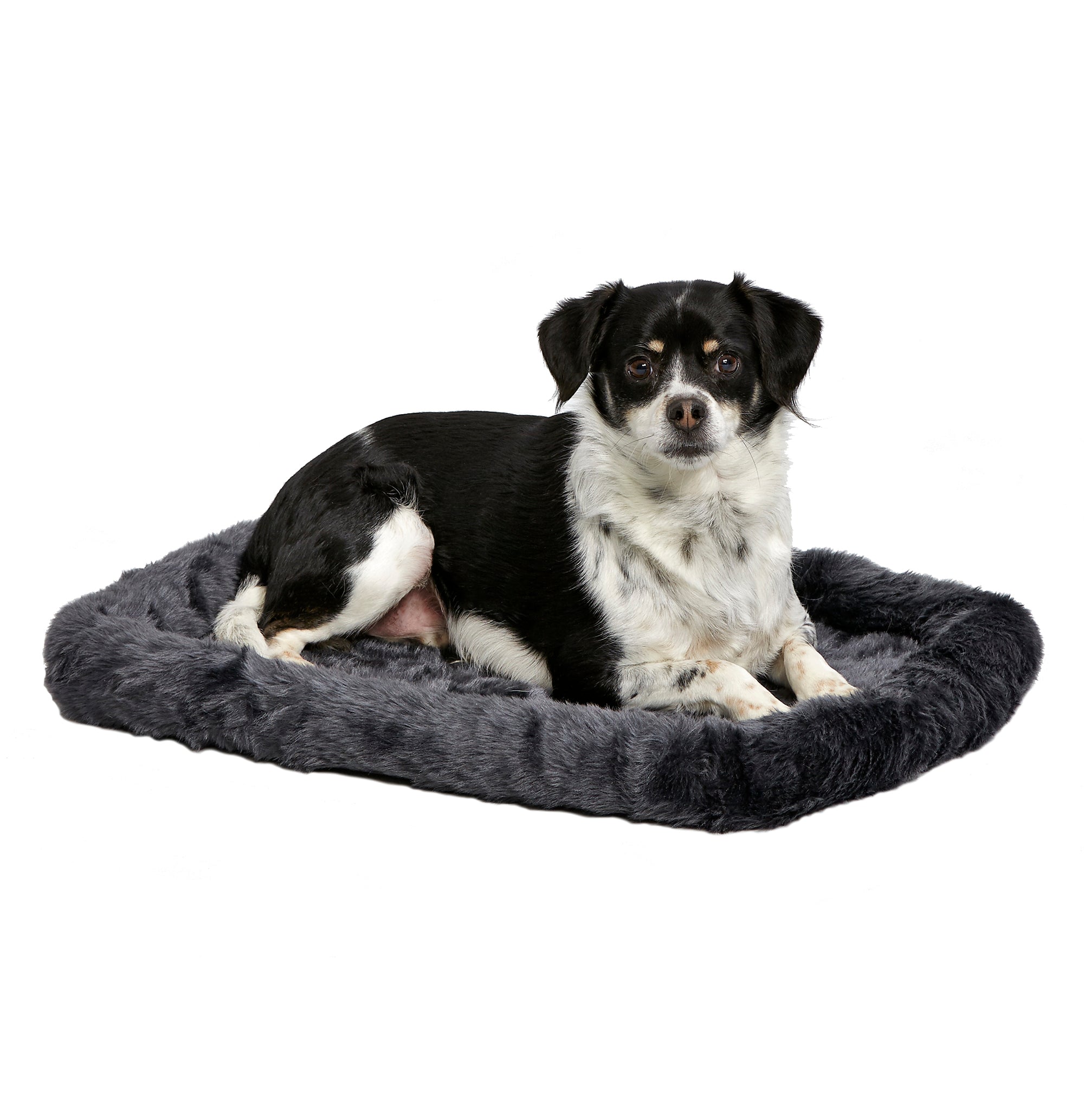 Midwest Homes Quite Time Fleece Machine Washable Rectangular Bolster Pet Bed or Crate Mat Gray SM - L:24 X W:18 In