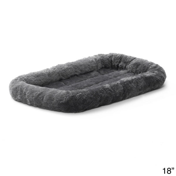 Midwest Homes Quite Time Fleece Machine Washable Rectangular Bolster Pet Bed or Crate Mat Gray MD - L:30 X W:21 In