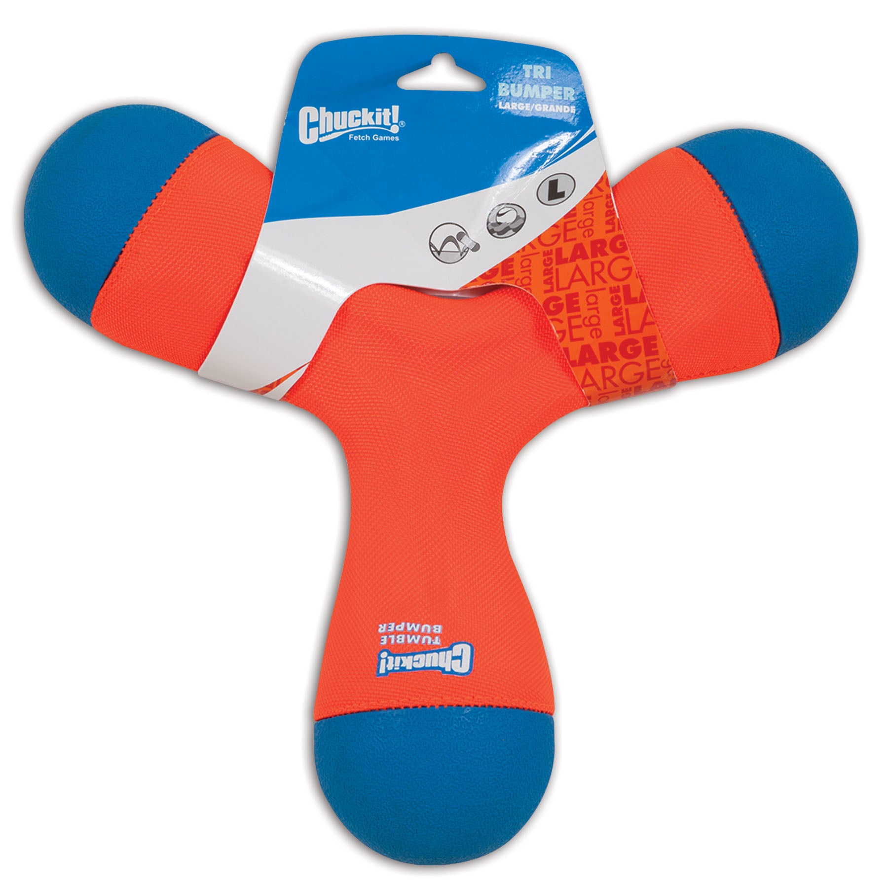 Chuckit! Petmate Tri-Bumper Interactive Canvas and Rubber Fetch Floating Dog Toy - Large - 10 Inch