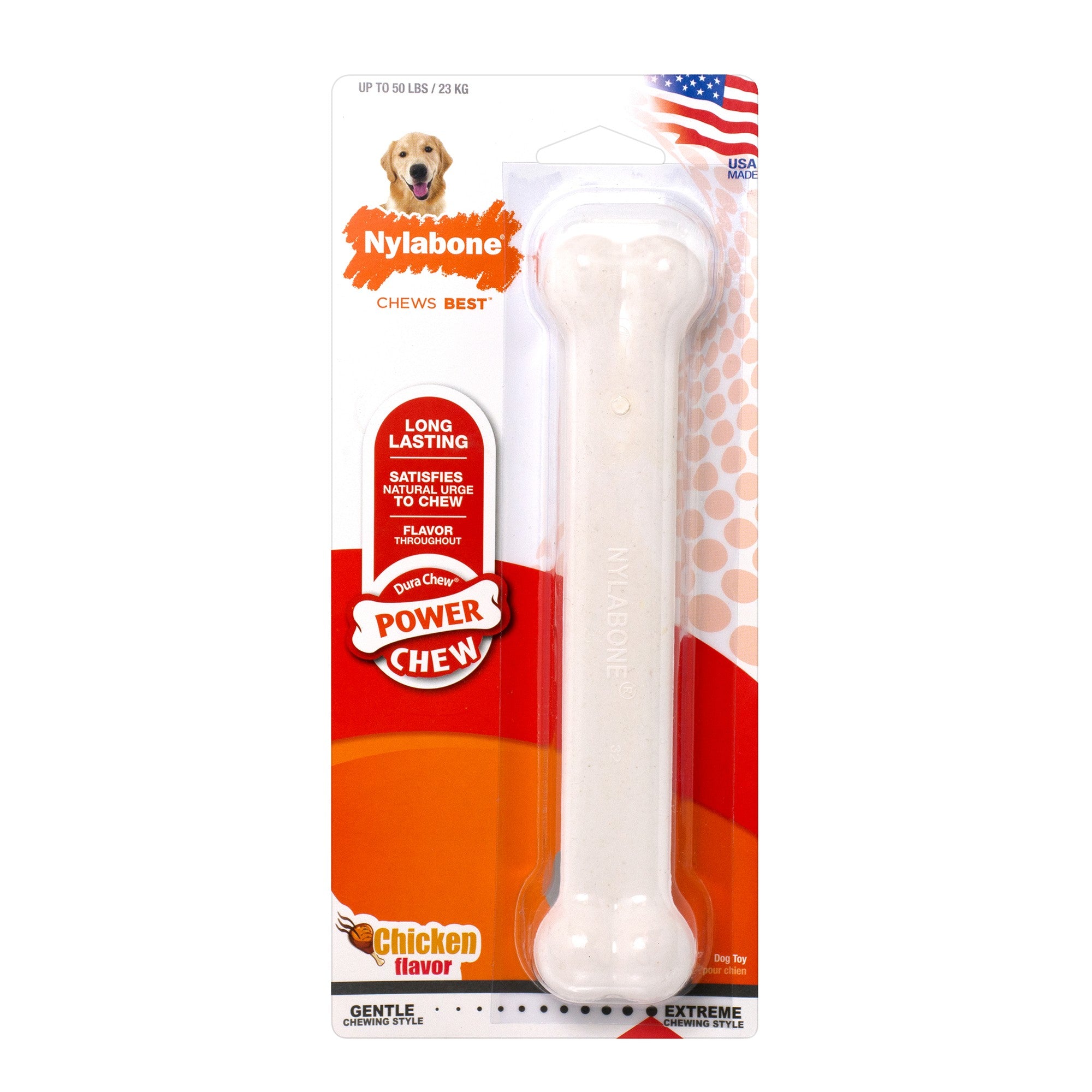 Nylabone Classic Bone Durable Power-Chew Chicken Flavored Nylon Chew Dog Toy - Large/Giant