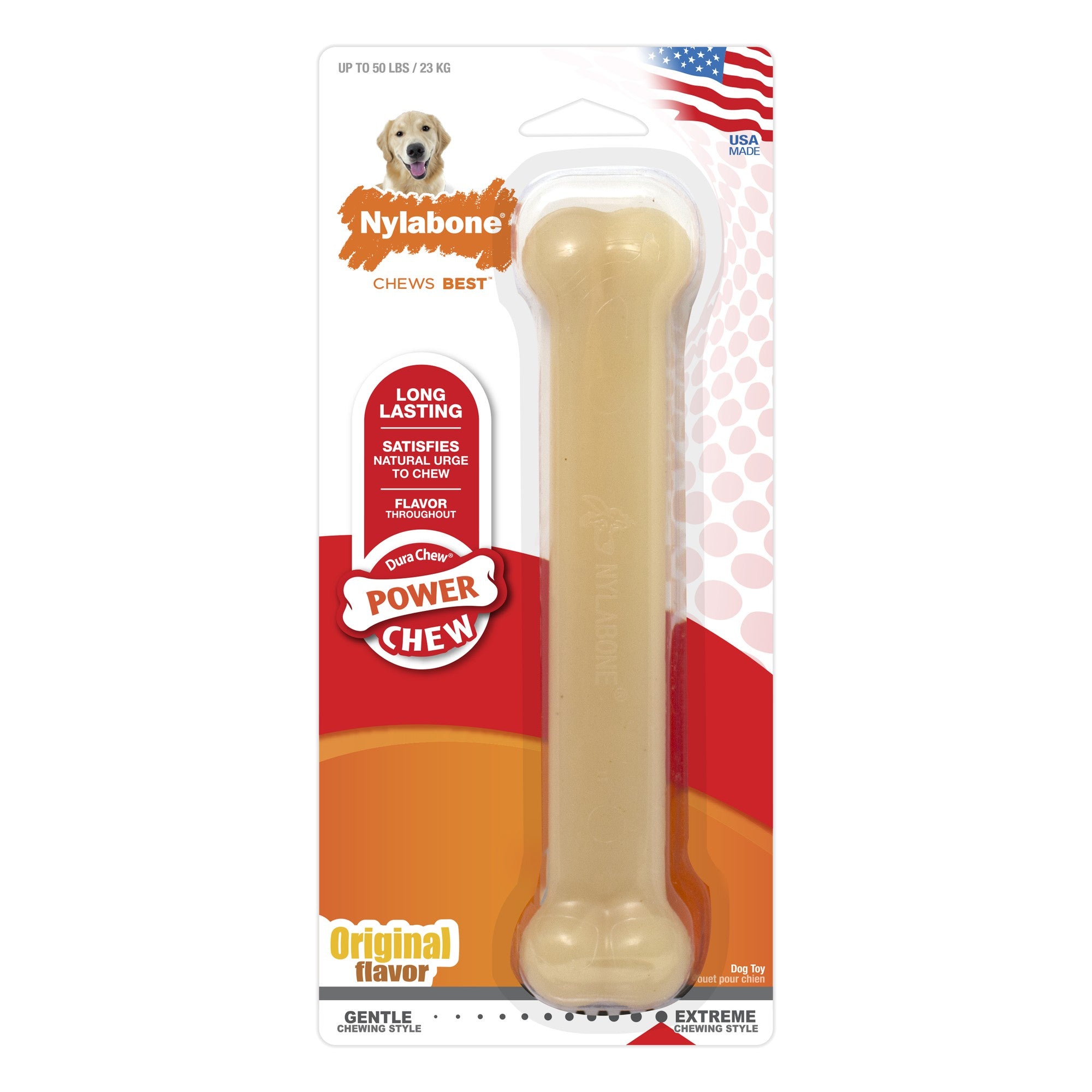 Nylabone Classic Bone Durable Power-Chew Original Flavored Nylon Chew Dog Toy - Large/Giant