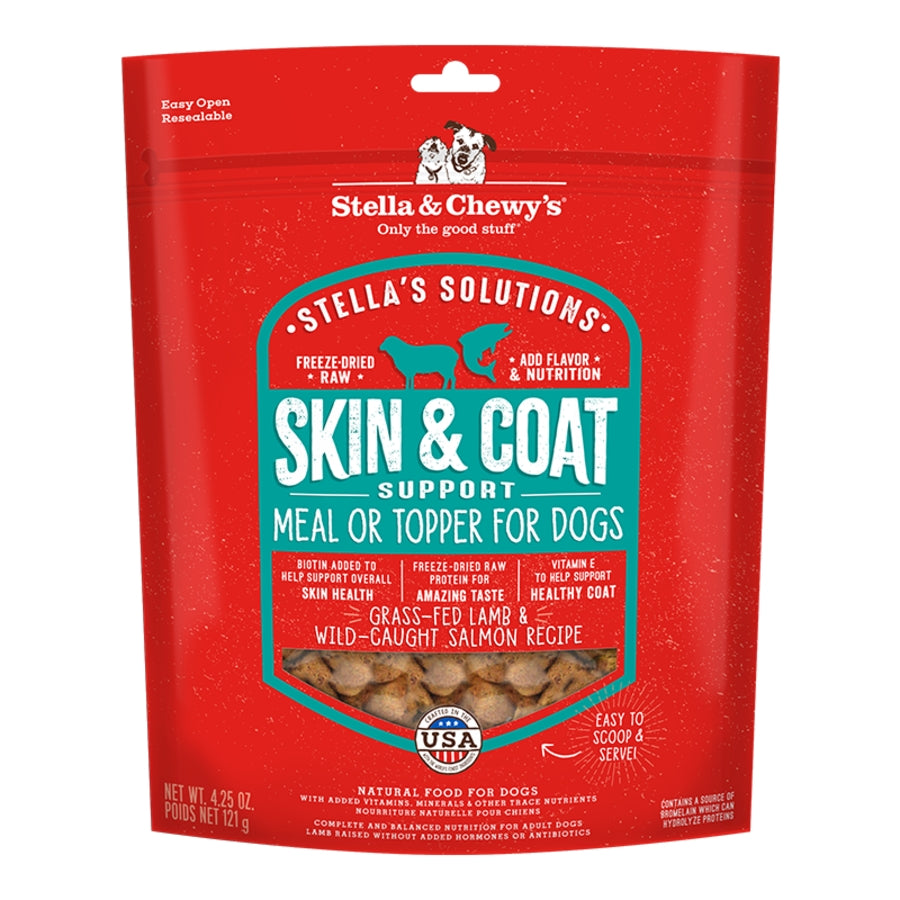 Stella & Chewy's Stella's Solutions Skin and Coat Boost Lamb and Salmon Freeze-Dried Dog Food or Topper - 4.25 Oz