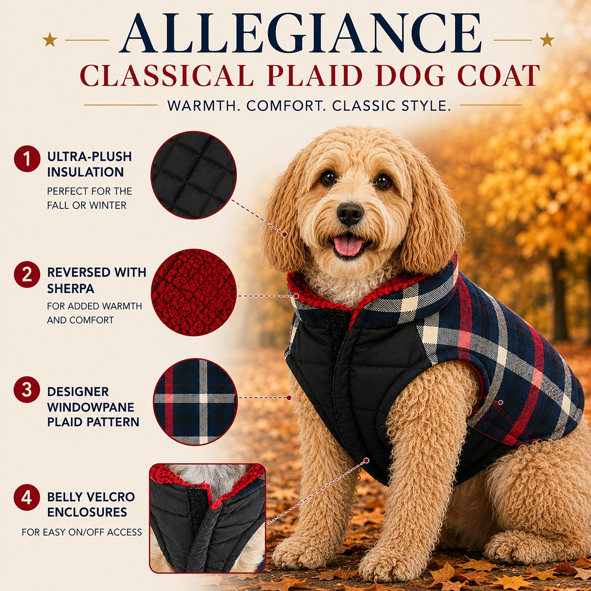 Pet Life ® 'Allegiance' Classical Insulated Plaid Fashion Dog Jacket