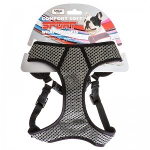 Coastal Comfort Soft Sport Wrap Adjustable Mesh Dog Harness - Gray/Black - Large - 28-36 Inch