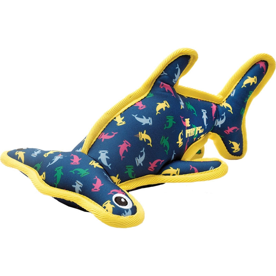 The Worthy Dog Hammertime Shark Pattened Squeak Nylon and Plush Dog Toy