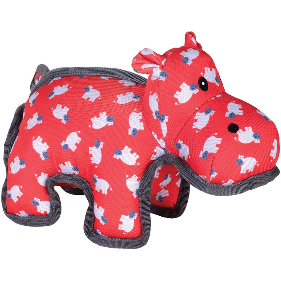 The Worthy Dog Hanna Hippo Pattened Squeak Nylon and Plush Dog Toy