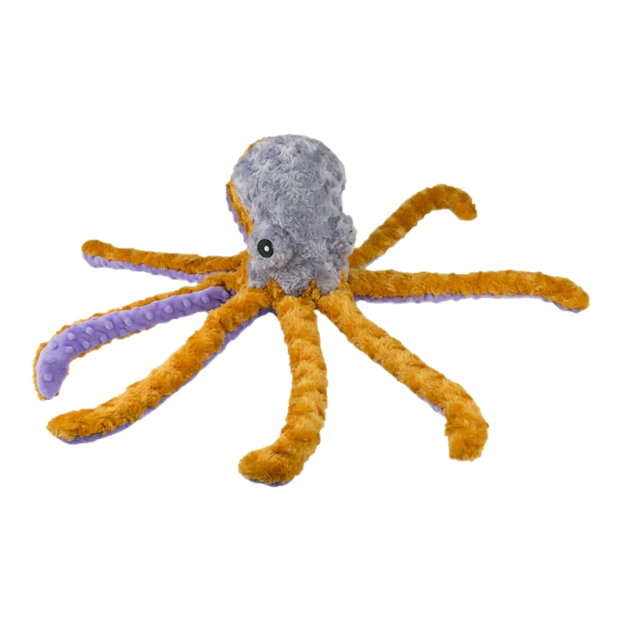 Tall Tails Rope Inner Structured Octopus Squeak and Crinkle Plush Dog Toy - 14 Inches