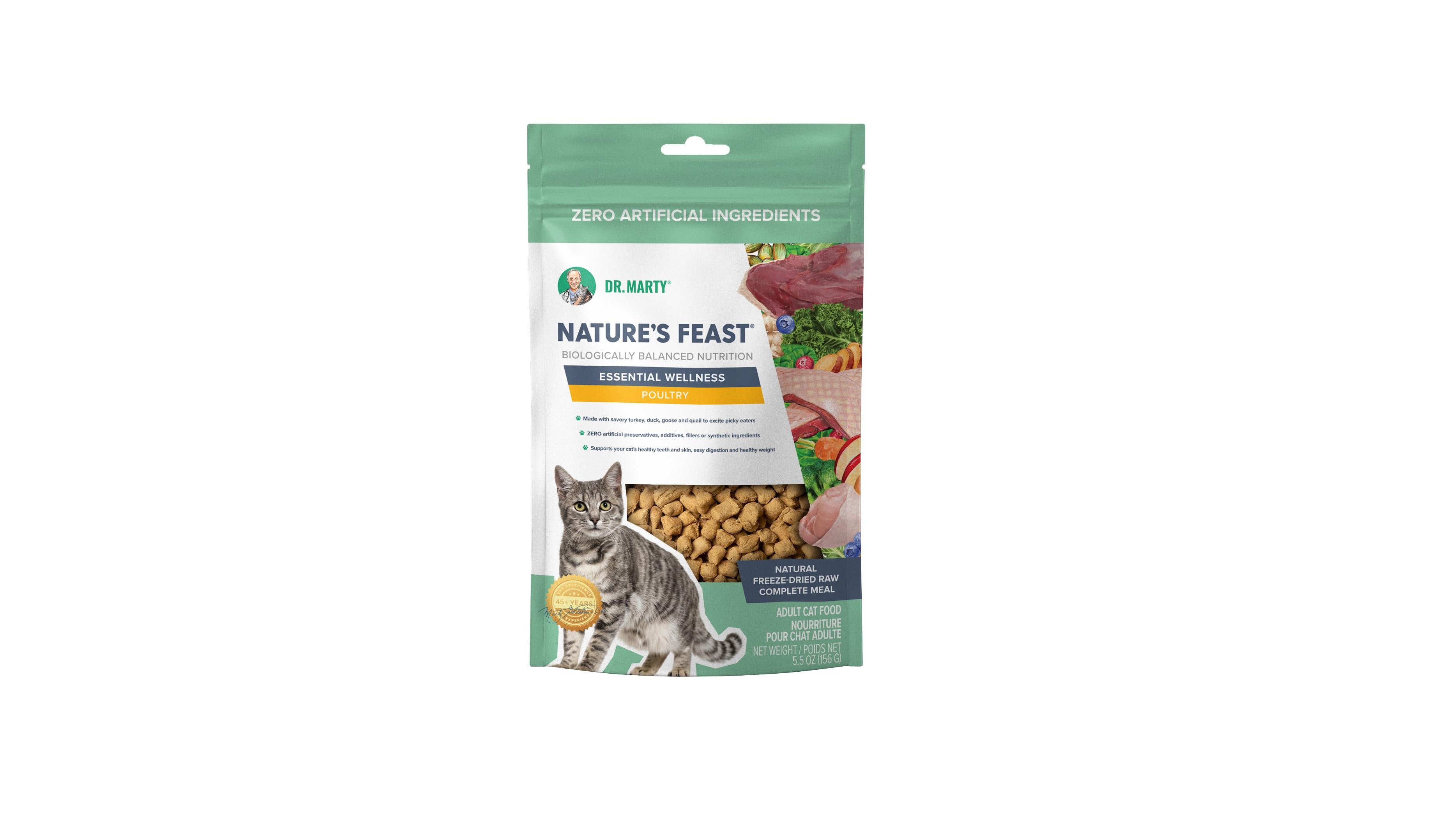 Dr. Marty Nature's Feast Essential Wellness  Poultry Freeze Dried Raw Cat Food  