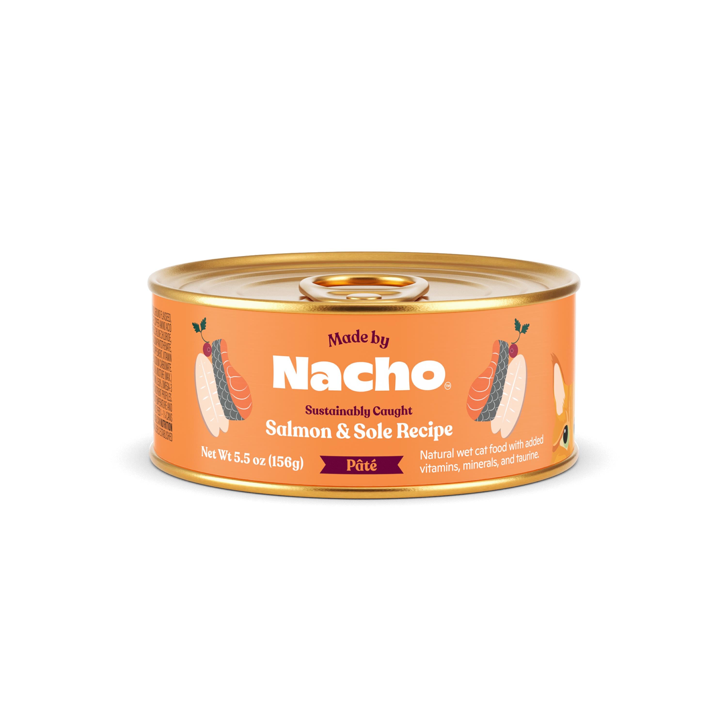 Made by Nacho Salmon and Sole Pate Canned Cat Food - 5.5 Oz - Case of 24  