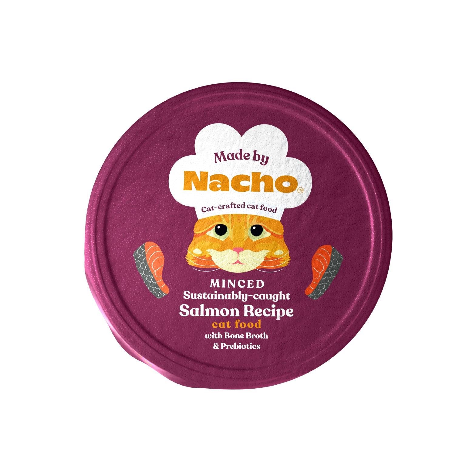 Made by Nacho Salmon in Bone Broth with Prebiotics Wet Cat Food Trays - 2.5 Oz - Case of 10  