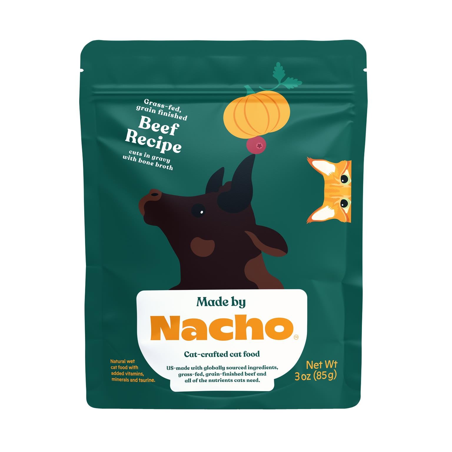 Made by Nacho Beef Cuts in Gravy Bone Broth Wet Cat Food Pouch - 3 Oz - Case of 24  