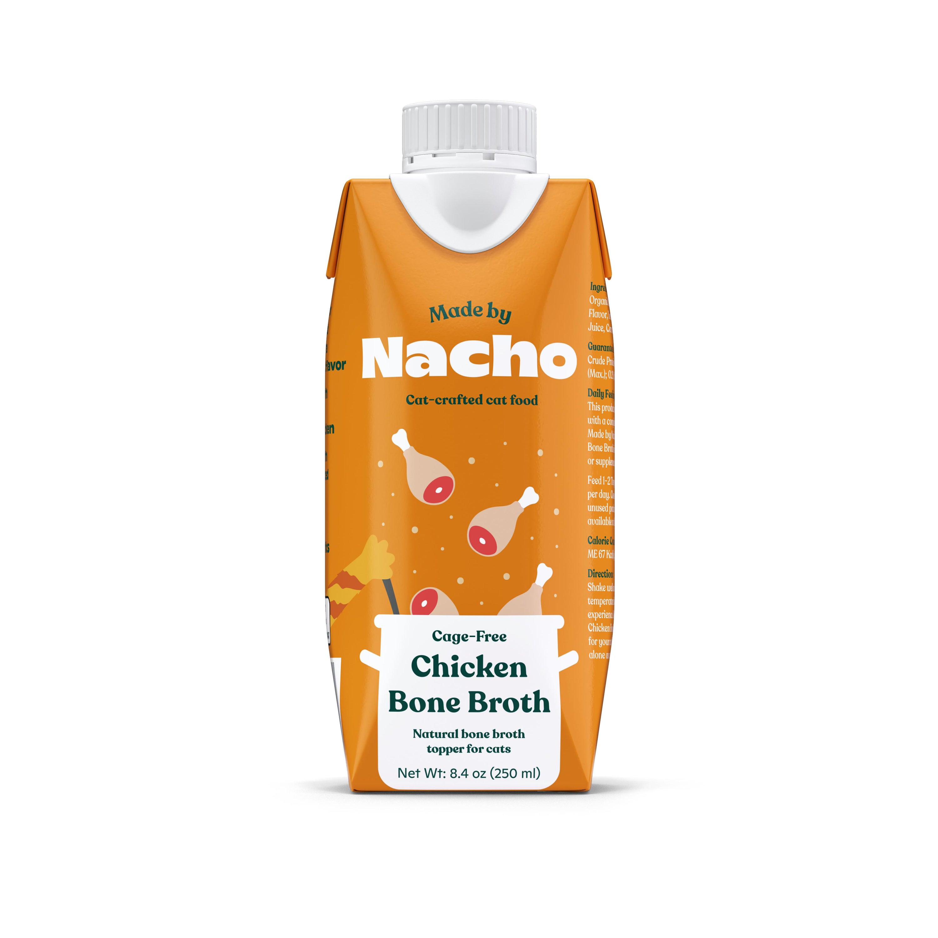 Made by Nacho Chicken Bone Broth Cat Food Topper - 8.4 Oz - Case of 12  