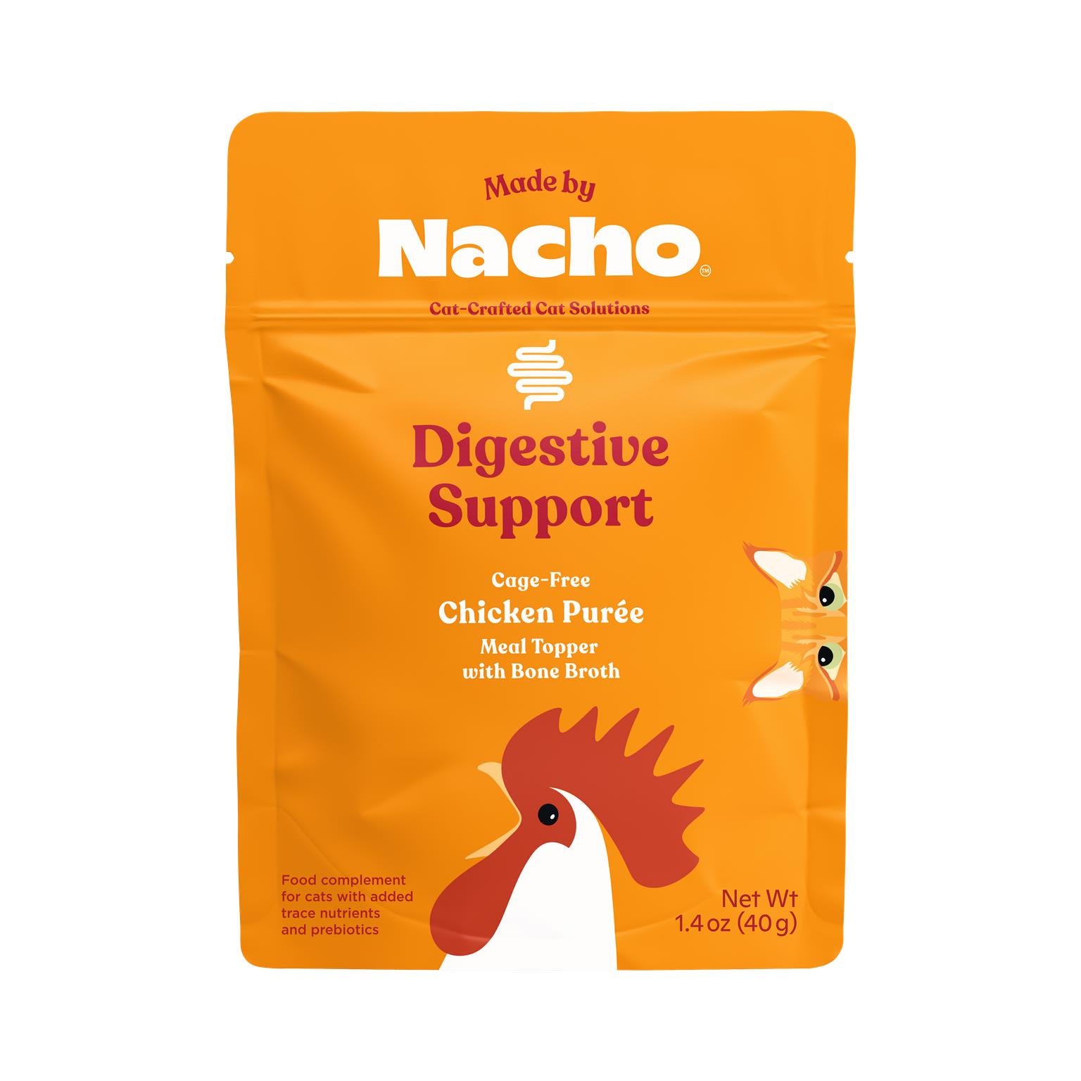 Made by Nacho Digestive Support Chicken Pate Cat Food Topper Pouch - 1.4 Oz - Case of 36  