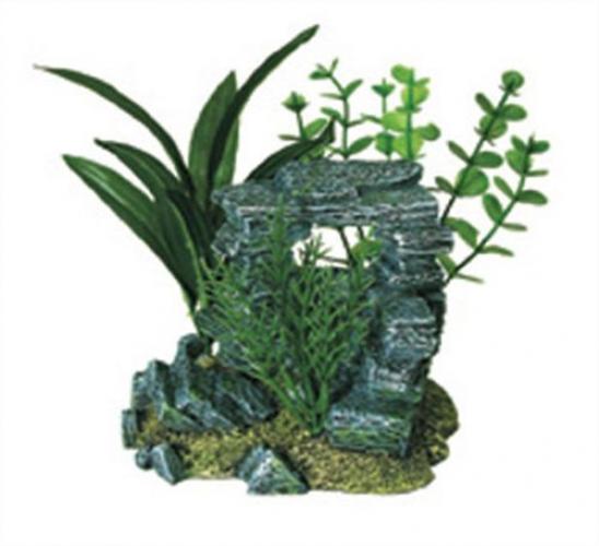 Blue Ribbon Exotic Environments Rock Arch with Plant Aquarium Ornament - Small Default Title