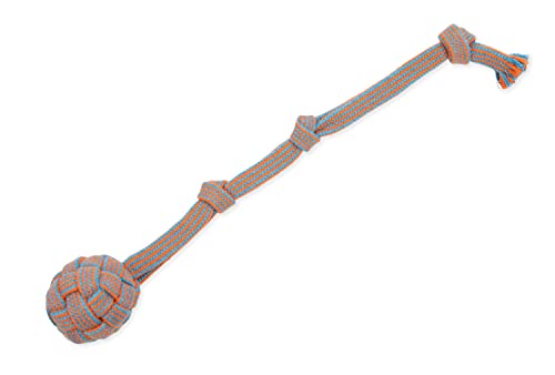 Mammoth Pet Products Extra Floss Webbing Ball and Rope Tug Dog Toy - Small - 2.5 Inch 
