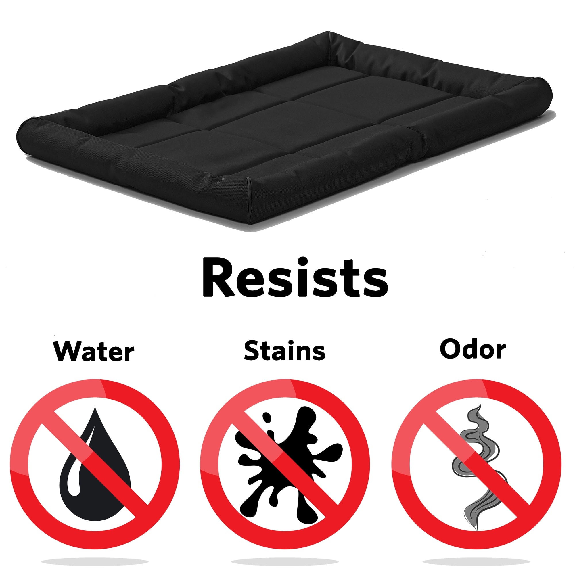 Midwest Homes Ultra-Rugged Max Water Repellent Pet Bed or Crate Mat - Black - L:24 X W:18 X H:3 Inch