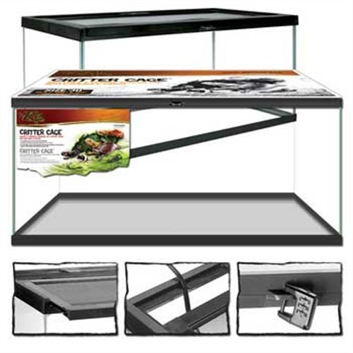 Zilla Critter Cage Breeder Glass Terrarium with Enclosures - Black