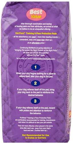 Midwest Dry Paws Absorbent and Quilted Floor and Training Dog Pads - 100 Pack - L:23" X W:24"  