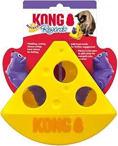 Kong Rewards Rocker Cheese Wedge Interactive Puzzle Treat Dispensing Cat Toy