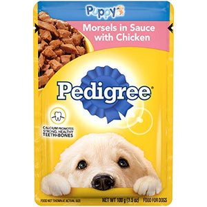 Pedigree Morsels in Sauce with Chicken Puppy Formula Wet Dog Food Pouch - 3.5 Oz - Case...