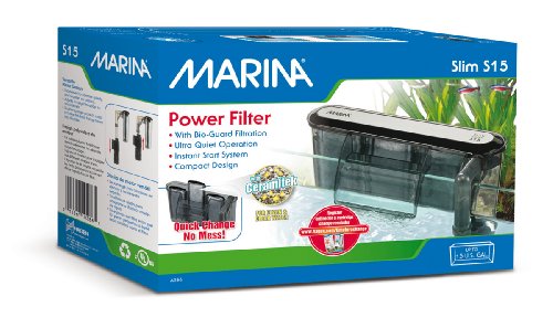 Hagen Marina S15 Compact and Slim Hang-On Aquarium Power Filter - Up to 15 Gallons