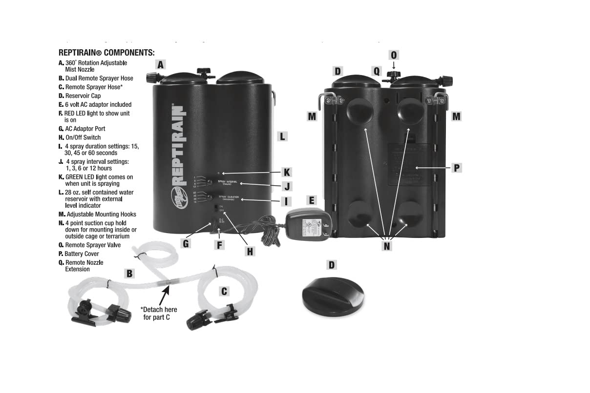 Zoo Med Laboratories ReptiRain Automatic Misting Machine for Terrarium Reptiles and Birds  