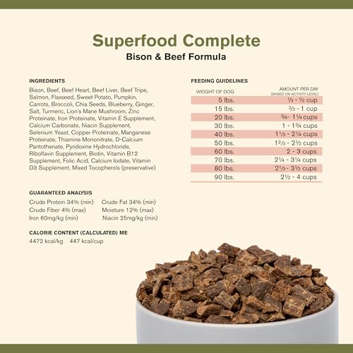 Badlands Ranch Superfood Complete High-Protein Bison and Beef Air-Dried Dog Food - 24 Oz - 6 Pack