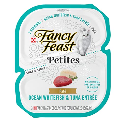 Purina Fancy Feast Petites Chicken Salmon Whitefish and Tuna Pate Entrée Wet Cat Food Trays - Variety Pack - 2.8 Oz - 12 Count  