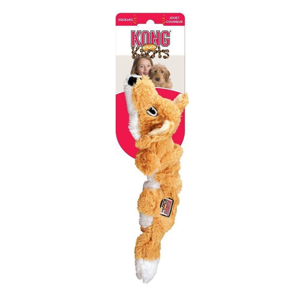 Kong Scrunch Knots Fox Squeak and Plush Dog Toy - Medium/Large  