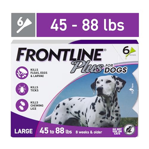 Frontline Plus Flea and Tick Treatment for Dogs 45-88 Lbs - Purple - 3 Pack  