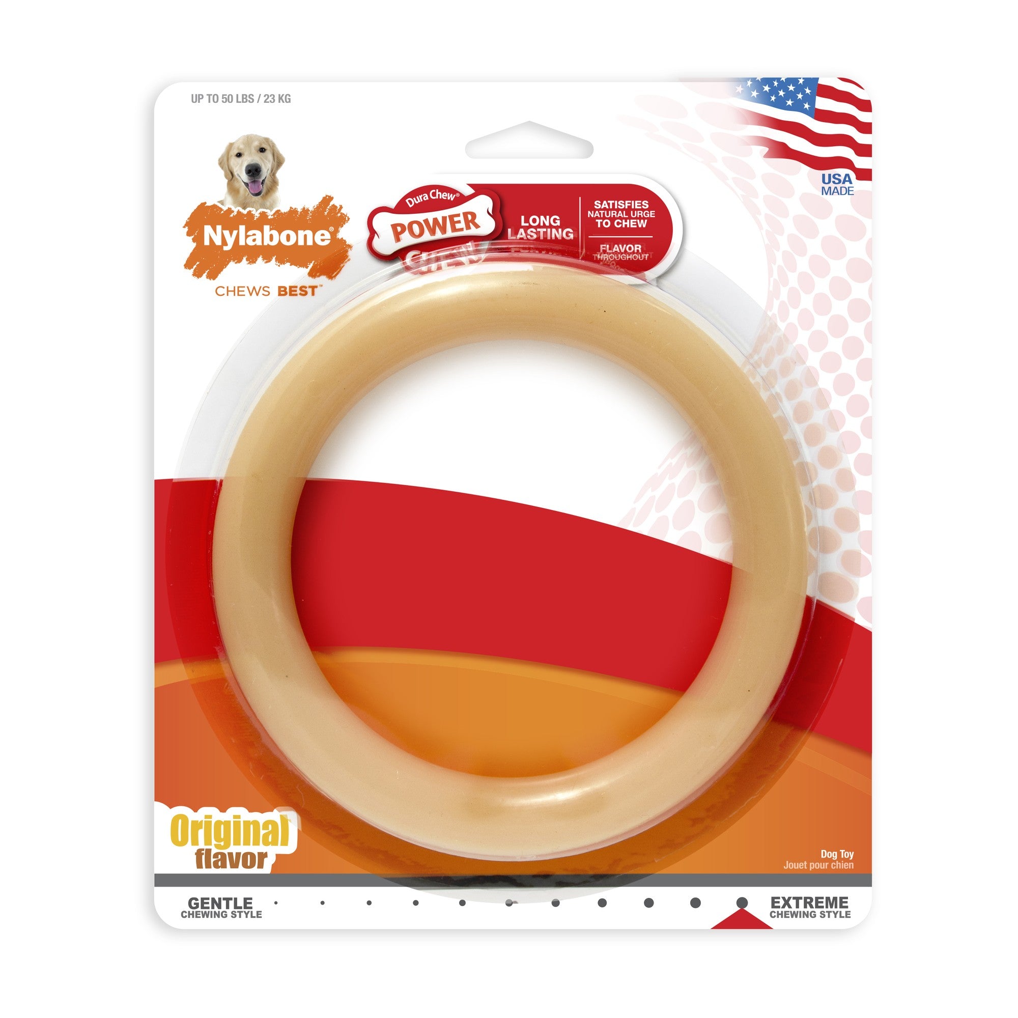 Nylabone Ring Bone Durable Power-Chew Original Flavor Nylon Chew Dog Toy - Large