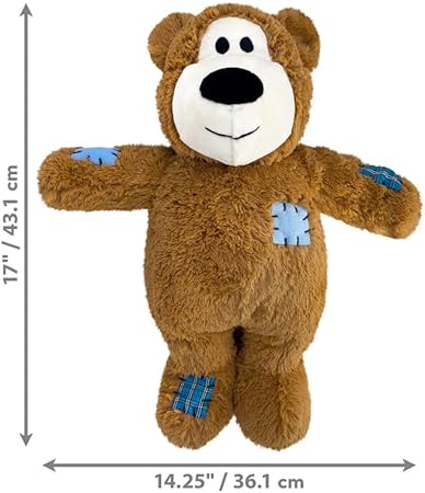 Kong Wild Knots Bear Internally-Knonned Low-Stuffing Squeak and Plush Dog Toy - Assorted - Jumbo