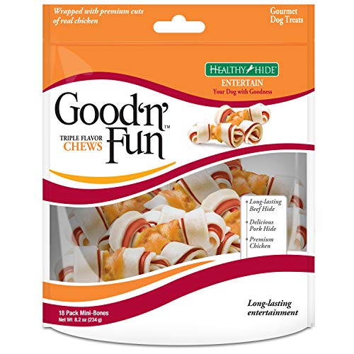 Healthy Hide Salix Good N' Fun Triple Flavor Mini Twists Beef Chicken and Pork Natural Dog Chews - Mini - 7 Pack  