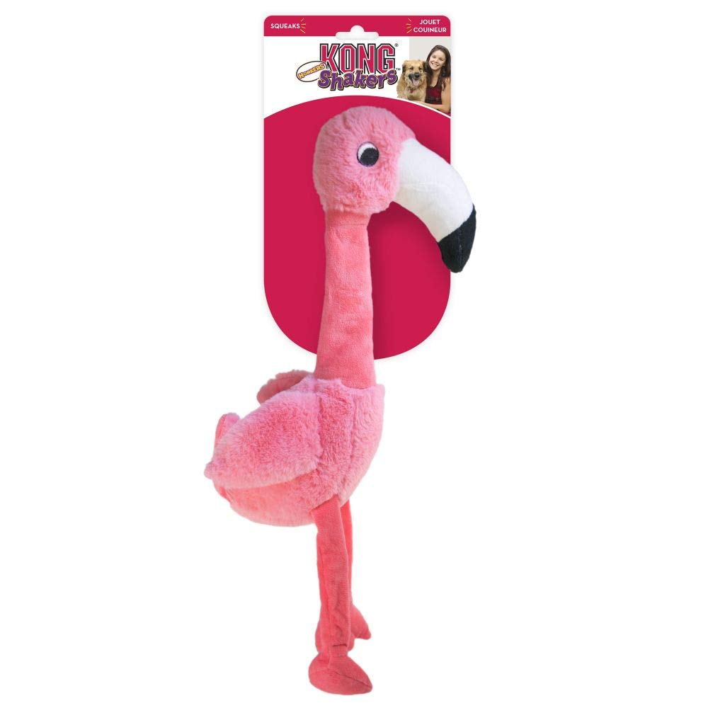 Kong Shakers Honkers Flamingo Squeak and Plush Dog Toy- Small  