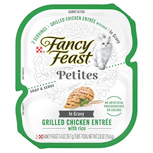 Purina Fancy Feast Petites Grilled Chicken Whitefish and Salmon Entrée in Gravy Wet Cat Food Trays - Variety Pack - 2.8 Oz - 24 Count  