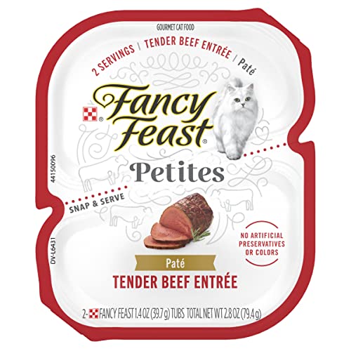 Purina Fancy Feast Petites Tender Beef Beef Pate Entrée Wet Cat Food Trays - 2.8 Oz - Case of 12  
