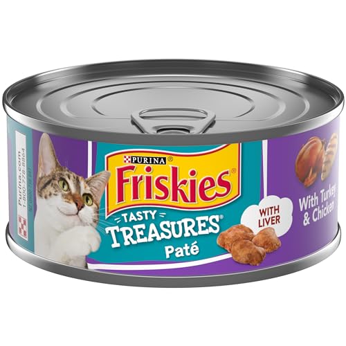 Purina Friskies Tasty Treasures Turkey Liver and Chicken Pate Canned Cat Food - 5.5 Oz - Case of 24  