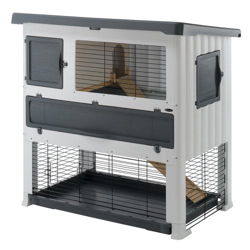 Ferplast Rabbit 120 Cage Hutch with Ramp - Blue - L:46.5" X W: 20" X H: 19.5" Inches  