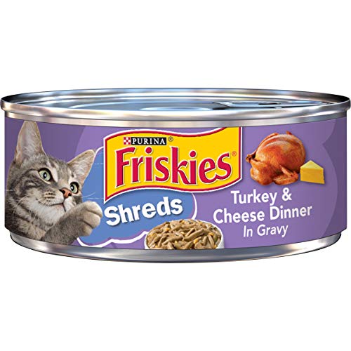 Purina Friskies Shreds Shredded Beef Chicken Turkey and Cheese in Gravy Canned Cat Food - Variety Pack - 5.5 Oz - 24 Count  