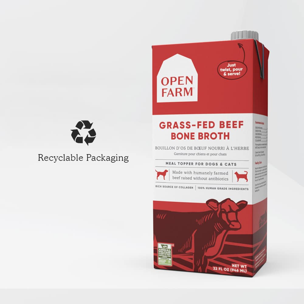 Open Farm Grass-Fed Beef Bone Broth Cat and Dog Food Meal Topper - 33.8 Oz  