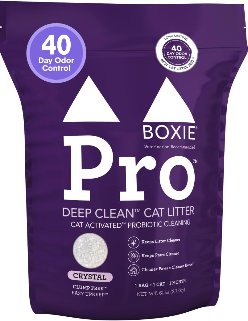 Boxiecat Pro Probiotic Deep Cleaning Dust-Free Odor Control Non-Clumping Crystal Cat Litter - 6 Lbs