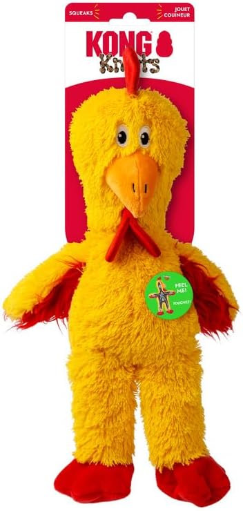 Kong Knots Chicken Internally Knotted Low-Stuffing Squeak and Plush Dog Toy - Yellow - Medium/Large