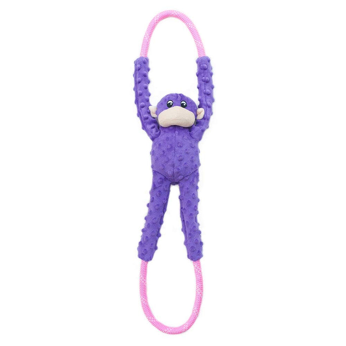 Zippy Paws RopeTugz Monkey Rope and Squeaky Plush Dog Toy - Purple - Large