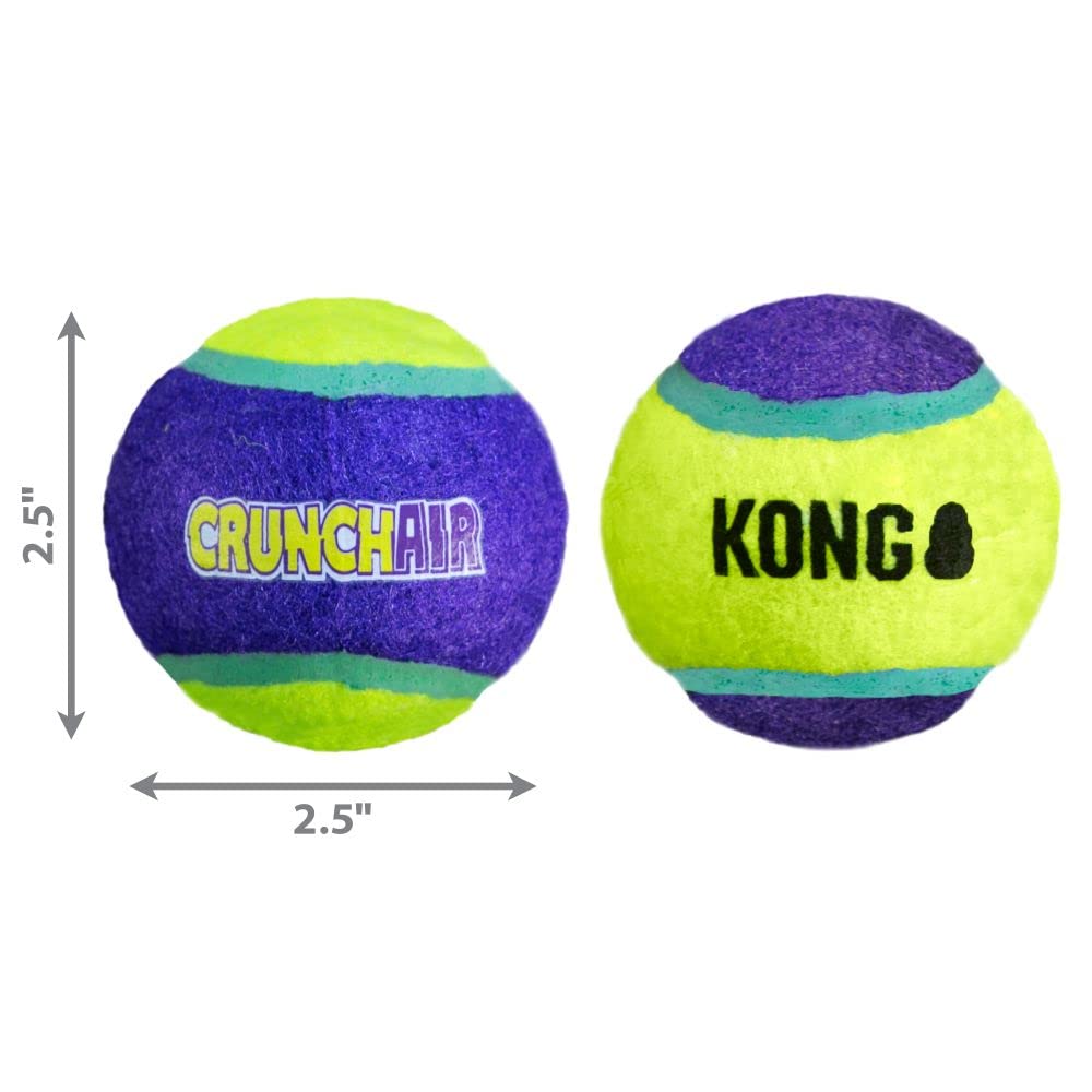 Kong CrunchAir Crunchy-Sound Making Fetch Tennis Ball Dog Toy in Bulk - Medium  