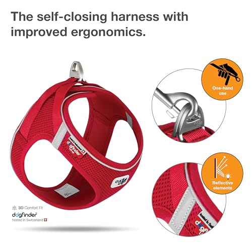 Curli Magnetic Vest V2 Air-Mesh Dog Harness - Red - Extra Small - Dogs 6.6 to 11 Lbs  