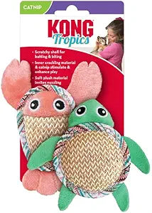 Kong Tropics Pals Sea Creatures Scratchy Shell and Crinkle Plush Catnip Cat Toys - 2 Pack
