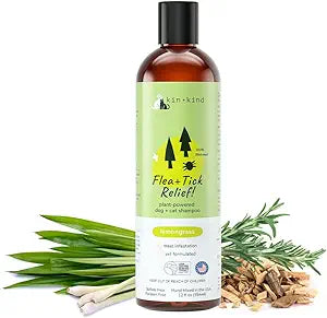 KIN + KIND Lemongrass Scented Flea and Tick Relief Cat and Dog Shampoo - 12 Oz