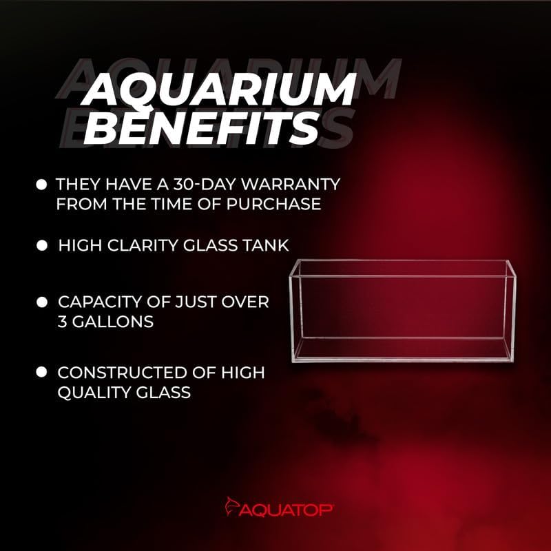 Aquatop Bookshelf-Style Long Clear Glass Aquarium - 3 Gallons - L: 7.1 X W: 18 X H: 5.5 Inches
